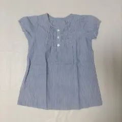 100cm UNIQLO baby 半袖 青 白 ストライプ 半袖シャツ