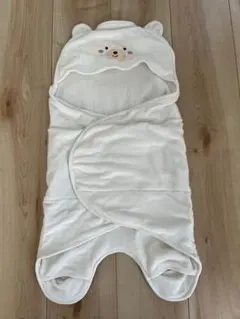 クマのお顔付きフリースおくるみ　50〜80cm