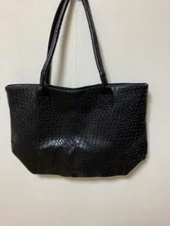 断捨離★【編み目風】トートバッグ　黒色