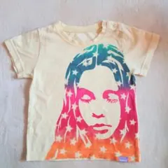 美品 Xgirl ネオン フェイスロゴ カラフルTシャツ 90 2T