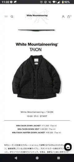 taion ダウンジャケット