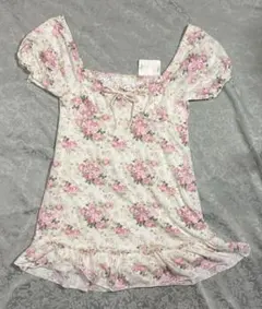 LIZ LISA 花柄 半袖 チュニック ミニワンピース ラブリー 冬ワンピ