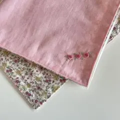 【未使用】手刺繍バラ ランチョンマット 26×35 ピンク 花柄