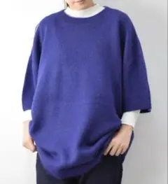 mizuiroind half slv c/neck tunic ブルー Fのサムネイル