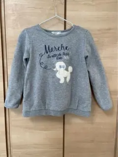 BeBe トレーナー 120 女の子 グレー プードル柄