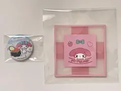 マイメロディ 缶バッジとラバーコースター 2点セット