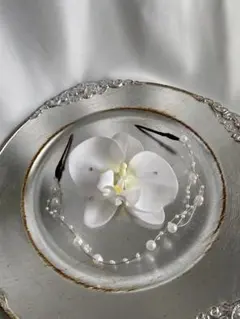 胡蝶蘭　パール　カチューシャ風　髪飾り　結婚式　和　ウエディング　卒業式