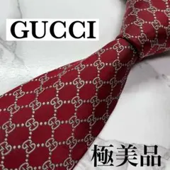 ✨極美品✨ 近年モデル GUCCI ネクタイ シルク100% GG柄 レッド