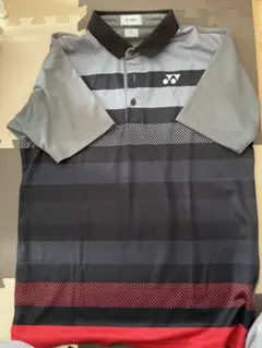 YONEX ストライプ ポロシャツ グレー/ブラック/レッド
