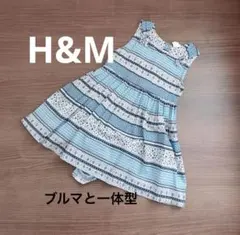 H&M ワンピース ロンパース付き 98サイズ 2-3Y 女の子 夏服　総柄のサムネイル