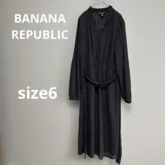 【美品】BANANAREPUBLIC ワンピース　透け感　黒　紐ベルト付き　XL