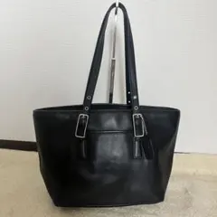 COACH オールドコーチ ブラックレザートートバッグ　黒 シルバー