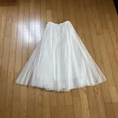 チュールスカート ロング プリーツ Aライン フレア ウエストゴム