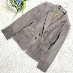 ジョルジュレッシュ グレージュ テーラードジャケット バックスリット 伸縮性 M