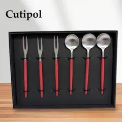 未使用　Cutipol クチポール　ティーセット　フォーク　スプーン　赤　6本のサムネイル