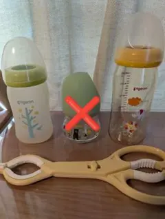 Pigeon 哺乳瓶 2本セット　煮沸用のトング　ガラス製