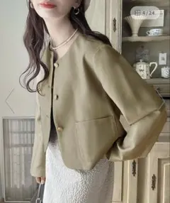 Meiru 金釦ノーカラージャケット