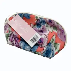 ポーチ　アートフラワー シェル型ポーチ 花柄 コスメポーチ 小物入れ レディース