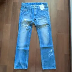 MR. OLIVE ダメージ加工 ストレートジーンズ