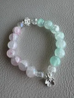 ハンドメイド ガラスビーズブレスレット 15cm