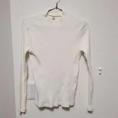 UNIQLO リブハイネックT　Ｍ　オフホワイト