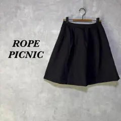 ROPE PICNIC ミディスカート フレア タック ブラック M 4834N