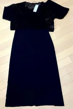 【タグ付き】GU 2ピースニットキャミソールワンピース ブラック　Ｌサイズ