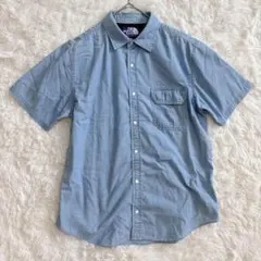 ノースフェイスパープルレーベル インディゴ半袖シャツ スナップボタン メンズ M