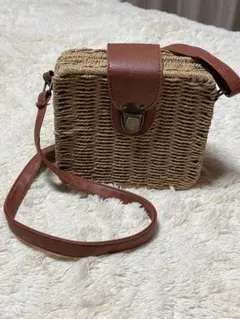 ラタン製 かごバッグ ベージュ ブラウン