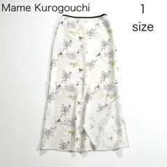 3790【美品】マメクロゴウチ ロングスカート ジャガード 花柄 ベージュ Sのサムネイル