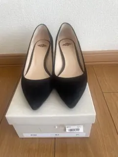 【値下げ中】日本製　伊勢丹NT 黒 スエード ポインテッドトゥ パンプス 23
