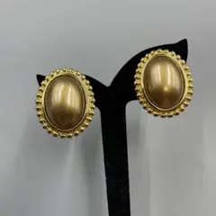 223ヴィンテージ ゴールド オーバル型パール風イヤリング