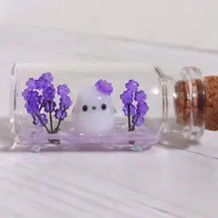 小さなボトルシップ【シマエナガとラベンダー】レジンハンドメイド