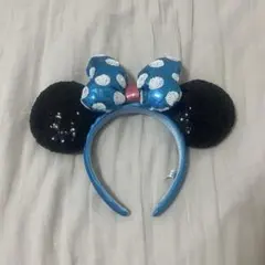 ディズニー ミニーマウス 青 スパンコール カチューシャ