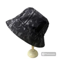 カルバンクライン　総柄　ck ロゴ リバーシブル　ハット　黒×ホワイト