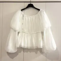 シアーオフショルデザインブラウス Heather ヘザー　新品未使用品　タグ付きのサムネイル