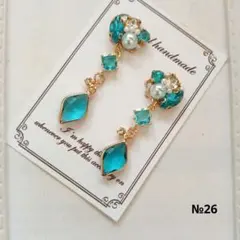 ♡ハンドメイド♡ビジューピアスイヤリング№26鈴丸