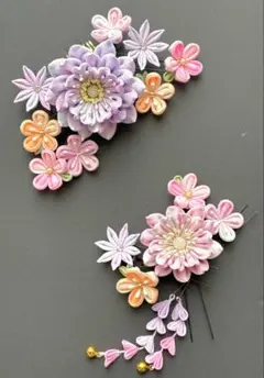 No.91 つまみ細工　髪飾り（15点セット）値下げ