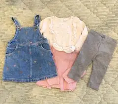 デニムジャンバースカート　ニット　リブパンツ　まとめ売り　女の子 80cm