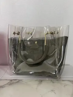 オリーブグリーン クリアハンドバッグ
