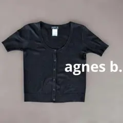 agnes b. アニエスベー 半袖 コットンニットカーディガン ブラック Мのサムネイル
