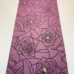 京友禅　はぎれ〈5688〉バラ　パープル　黒地模様　Kyo yuzen