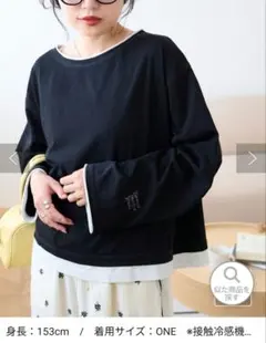 最終値下☆今季フェイクレイヤードシアースラブ刺繍オーバーTeeのサムネイル
