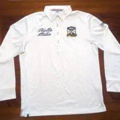 フィラ ゴルフ 長袖ポロシャツ ホワイト LL ボタンダウン