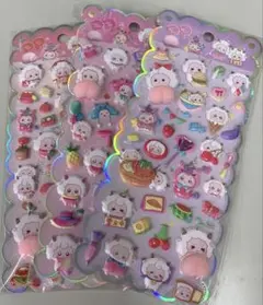 アウトレット品！！　動物　ぷっくり　お尻シール　3Dシール　宝石付　3枚