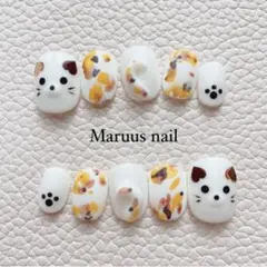 【受注製作】¥2000\おまとめ割有/三毛猫ネイルチップ ねこ