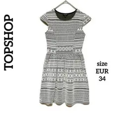 TOPSHOPトップショップ 幾何学模様 総柄 ミニワンピース モノトーン 34のサムネイル