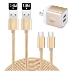 充電器＋USB Type-Cケーブル(1.8m×1本、0.9m×1本) タイプC
