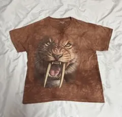 【古着】00s archive y2kアニマルプリント ブラウン Tシャツ