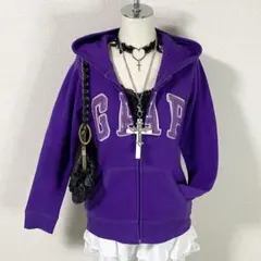 y2k GAP ジップパーカー ロゴ スパンコール グランジ 平成ギャル